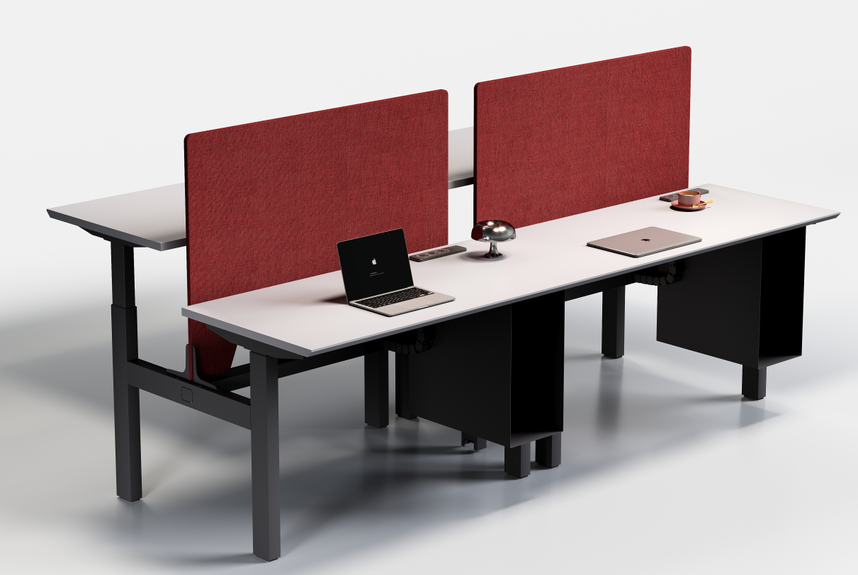 Four-person dual-motor height-adjustable workstation with ZG-PF03Y screen