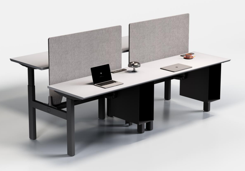 Four-person single-motor height-adjustable workstation with ZG-PF01Y screen