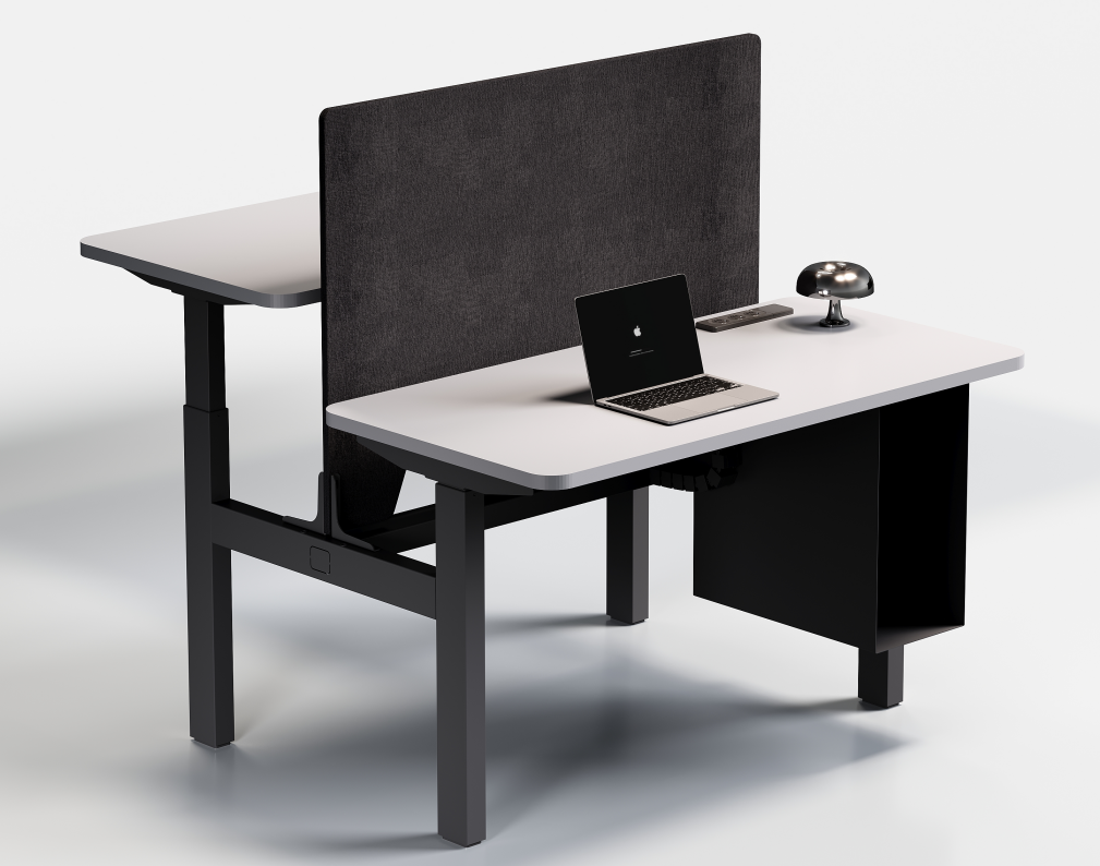 Two-person single-motor height-adjustable workstation with ZG-PF05Y screen