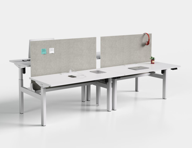 4-Person Height-Adjustable Workstation (Single-Motor Type) + ZG-PF01Z Desk Screen