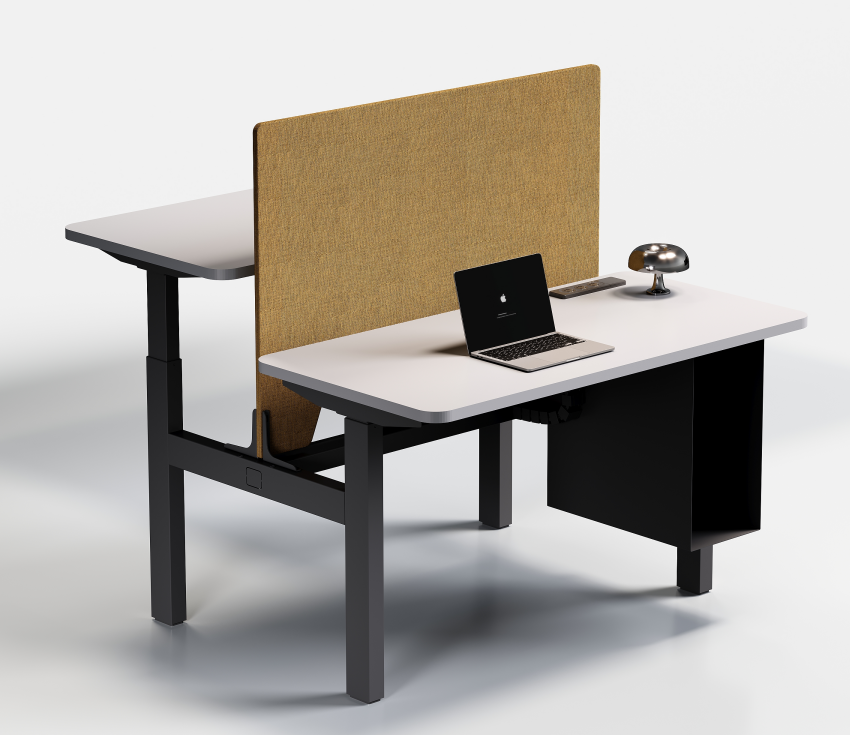 2-Person Height-Adjustable Workstation (Single-Motor Type) + ZG-PF04Y Desk Screen