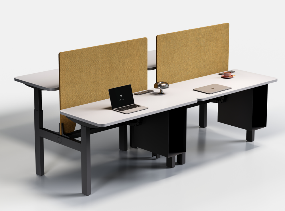 4-Person Height-Adjustable Workstation (Single-Motor Type) + ZG-PF04Y Desk Screen