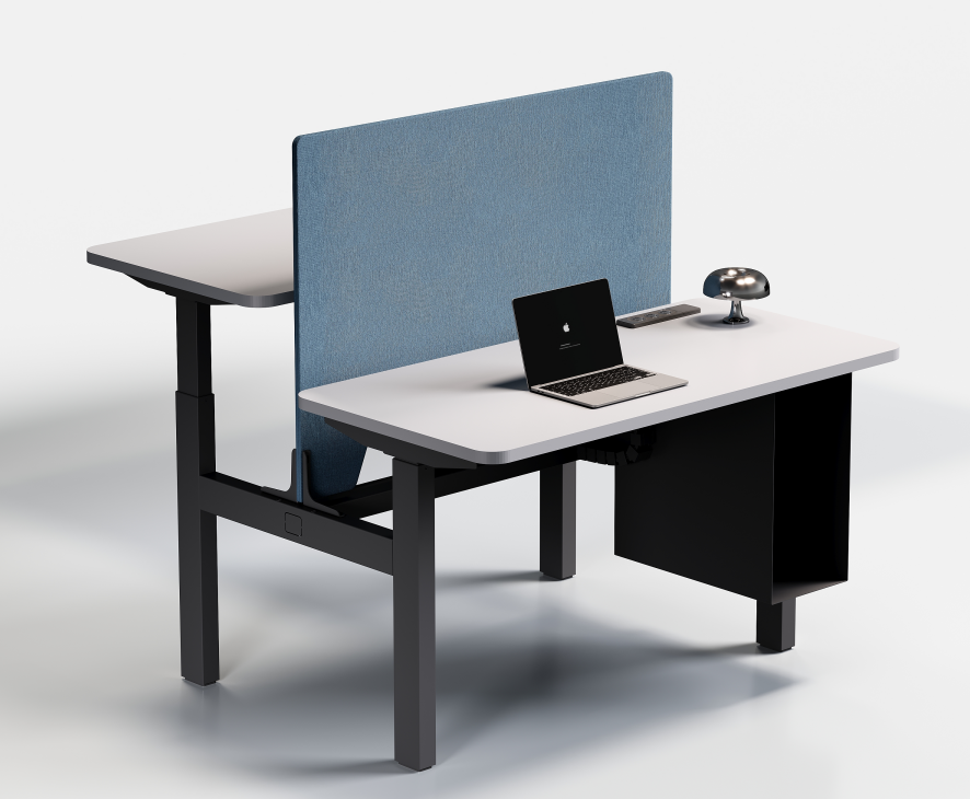 2-Person Height-Adjustable Workstation (Single-Motor Type) + ZG-PF02Y Desk Screen