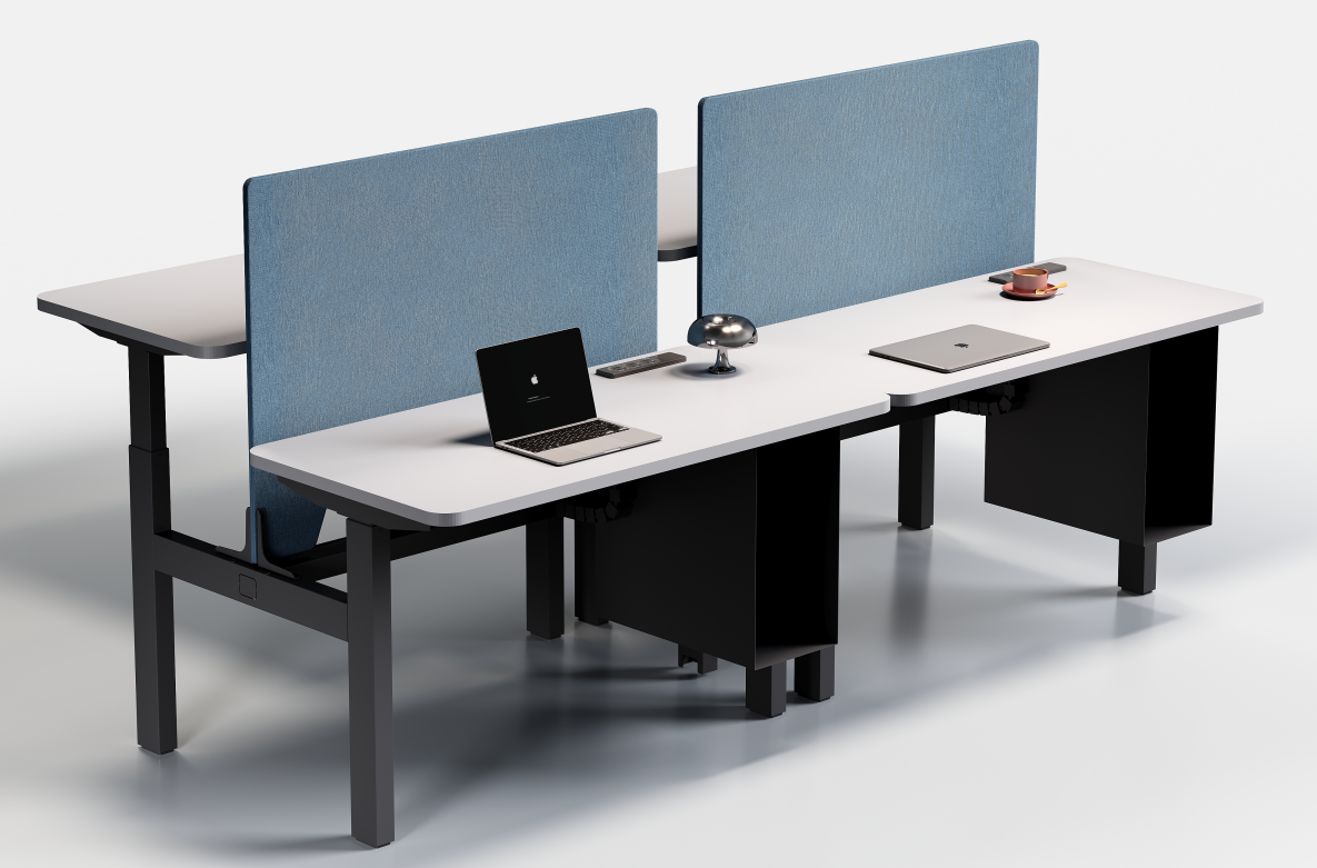 Four-person dual-motor height-adjustable workstation with ZG-PF02Y screen