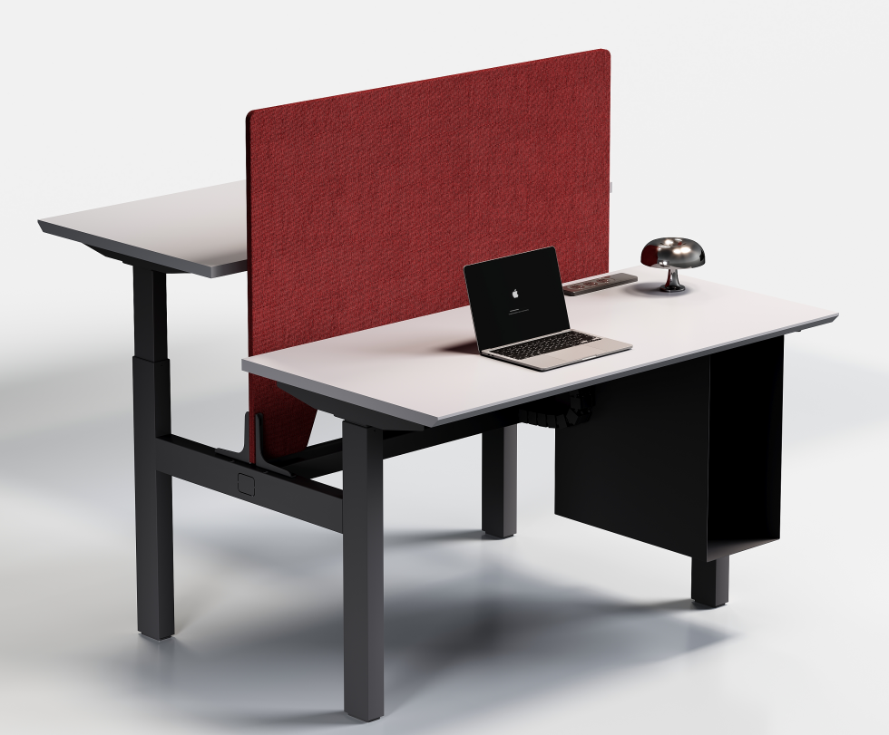 Two-person single-motor height-adjustable workstation with ZG-PF03Y screen