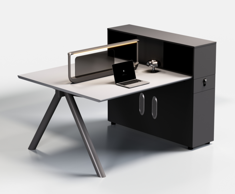 Zhen 02 P02C-2 two-person workstation with tall storage