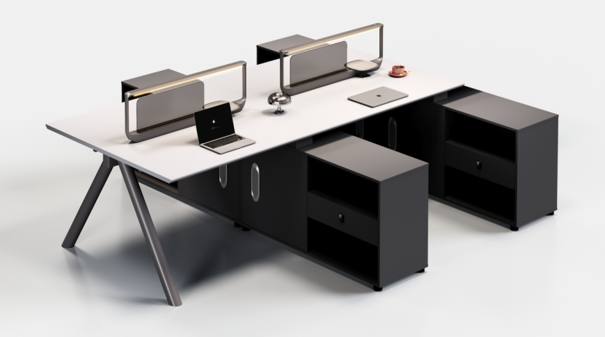 Zhen 02 P04C-4 four-person workstation with long storage